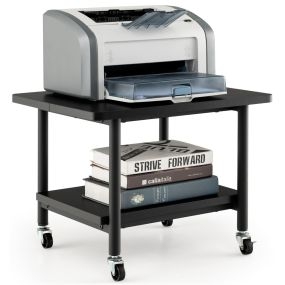 Mesa para impresora con 4 ruedas y bloqueo, carrito rodante con estante 49 x 40 x 38 cm negro