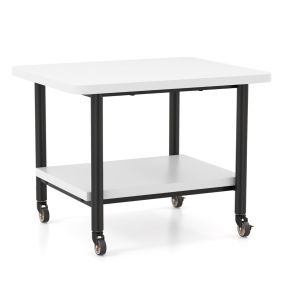 Mesa para Impresora con 4 Ruedas y Mecanismo de Bloqueo Carrito Rodante con Estante 49 x 40 x 38 cm-Blanco