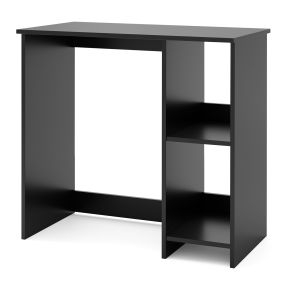 Escritorio pequeño negro de madera E0 con estantes laterales dobles 80 x 40 x 74 cm