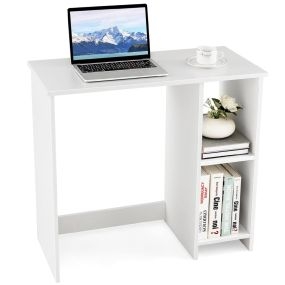 Mesa de computadora compacta con 2 estantes diseño moderno 80 x 40 cm blanco
