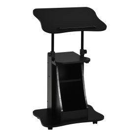 Mesa para ordenador portátil ajustable con ruedas y estante negro 55 x 40 x 66-110 cm