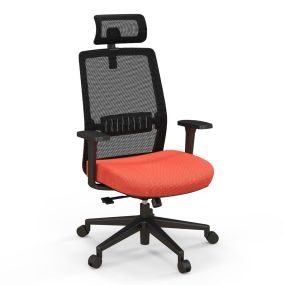 Silla de oficina ajustable 116-126 cm con reposacabezas 3D abatible negro