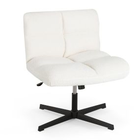 Silla de escritorio giratoria con altura ajustable, respaldo y piel de imitación de cordero beige, 150 kg