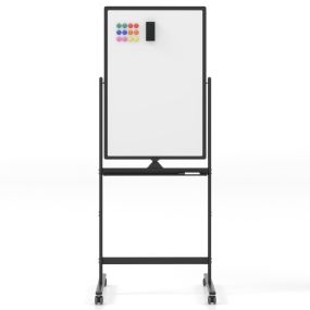 Pizarra móvil magnética doble cara 60x90 cm con soporte y ruedas, altura ajustable, negro