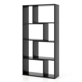 Estantería Geométrica de 4 Niveles Librero Alto 120cm Organizador de 8 Cubos Estante de Exhibición Abierto para Salón Estudio Negro