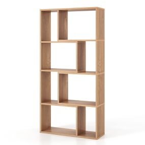Estantería Geométrica de 4 Niveles Librero Alto 120cm Organizador de 8 Cubos Estante de Exhibición Abierto para Salón Estudio Natural
