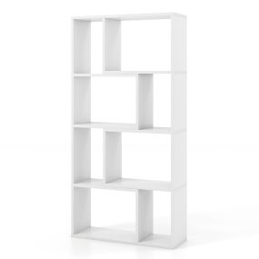 Estantería Geométrica de 4 Niveles Librero Alto 120cm Organizador de 8 Cubos Estante de Exhibición Abierto para Salón Estudio Blanco