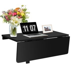 Mesa de pared plegable escritorio flotante para ordenador 80 x 60 x 45 cm negro