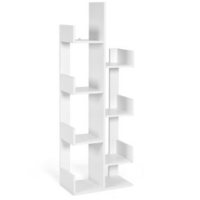 Estantería en Forma de Árbol con 8 Estantes Dispositivo Antivuelco Librería Organizador para Salón Dormitorio 50 x 25 x 145 cm Blanco