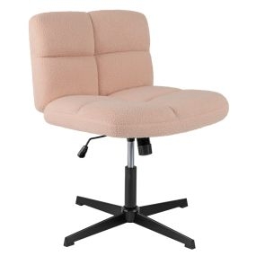 Silla giratoria de oficina en casa de peluche rosa con altura ajustable y base de metal