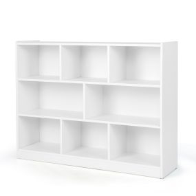 Estantería Abierta de 3 Niveles Armario de Exhibición de Estanterías de Almacenamiento de 8 Cubos 122 x 32 x 93 cm Blanco