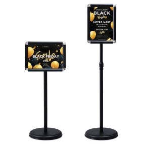 Soporte informativo vertical A4 juego de 2 unidades panel giratorio 360° altura regulable base antideslizante negro 32,7 x 24 cm