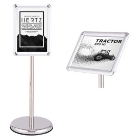 Soporte de exhibición para cartel A4 con marco de pie para póster o menú, plata, 83-130 cm