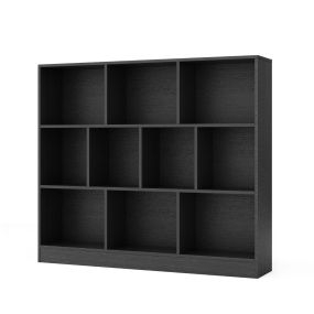 Estantería organizadora de 10 cubos, 3 niveles, 120 cm, negra para sala de estar y dormitorio