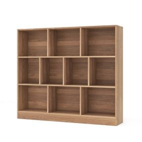 Estantería de 10 Cubos Organizador de Almacenamiento de 3 Niveles Estante de Exhibición de 120 cm para Sala de Estar Dormitorio Natural