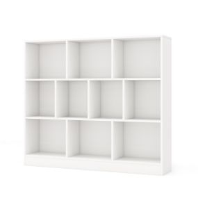 Estantería de 10 Cubos Organizador de Almacenamiento de 3 Niveles Estante de Exhibición de 120 cm para Sala de Estar Dormitorio Blanco