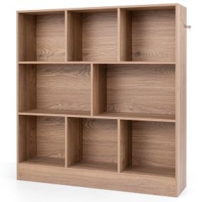 Librero de 8 Cubos Organizador de Almacenamiento de 3 Niveles Anticaída Estantería de Exhibición para Salón Dormitorio Oficina Natural