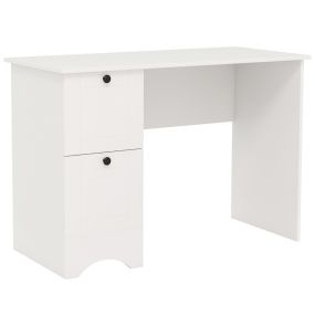 Escritorio de Computadora con 2 Caones Escritorio de Oficina en Casa Compacto para Portátiles Estación de Trabajo para Estudio-Blanco