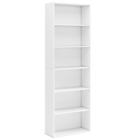 Estantería Abierta de 6 Niveles con 2 Kits Antivuelco Organizador de Libros Moderno para Sala Dormitorio o Estudio 178 cm Blanco