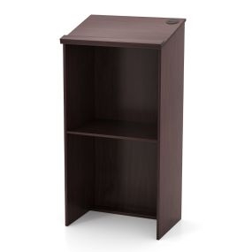 Soporte para altavoces con estante y orificios para cables de madera marrón 58 x 40 x 116,5 cm