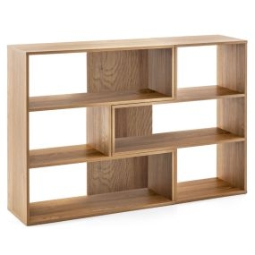 Juego de 2 Librerías Geométricas Cóncavas Convexas de 3 Estantes Abiertos para Libros y Decoración Estilo Moderno Natural