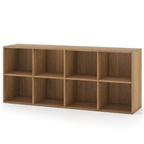 Librería de 8 Cubos Estantería con 2 Kits Antivuelco Organizador de Almacenamiento Unidad de Estante para Sala de Estar Estudio Natural