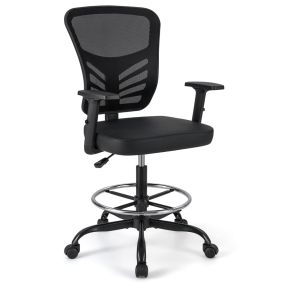 Silla de dibujo ajustable giratoria con reposabrazos, aro para pies y soporte lumbar