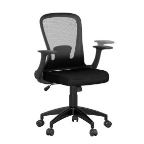 Silla de oficina ergonómica de malla con respaldo ajustable y reposabrazos abatibles negro 62 x 54 x 94-104 cm