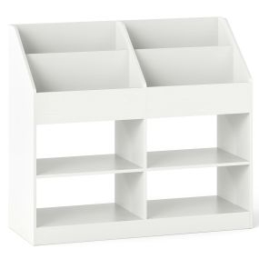 Librería infantil organizador de juguetes con 4 compartimentos abiertos y kits antivuelco blanco