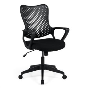 Silla Oficina Ergonómica con Reposabrazos Cojín Acolchado Respaldo Transpirable Mariposa para Estudiar Trabajar Negro