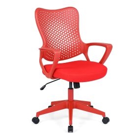 Silla Oficina Ergonómica con Reposabrazos Cojín Acolchado Respaldo Transpirable Mariposa para Estudiar Trabajar Rojo