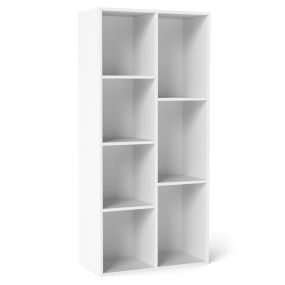 Estantería de 7 Cubos Independiente con 2 Kits Antivuelco Organizador Vertical u Horizontal para Hogar Oficina o Sala de Estar Blanco