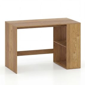 Mesa de Oficina de 112x60cm con 2 Estantes Abiertos y Almohadillas Antideslizantes para Salón o Dormitorio Natural
