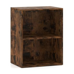 Estantería de 2 Cubos Librería de Pie 2 Niveles Estante Ajustable 5 Posiciones para Salón Dormitorio Oficina Marrón Rústico