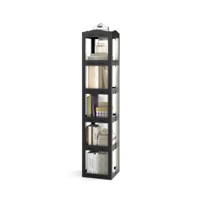 Estantería 5 Niveles Giratoria Plegable Biblioteca Giratoria 360° con Base Giratoria Torre de Estantería de Estante Alto Sala Estudio Negro