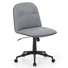 Silla de oficina sin brazos giratoria, altura ajustable, función mecedora y ruedas, gris