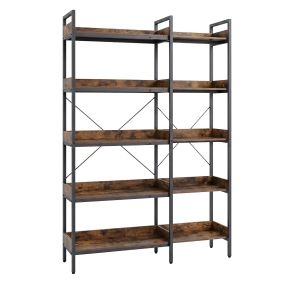 Estantería de esquina 5 niveles estilo industrial montaje dual armazón metálico 72 x 69 x 167 cm marrón y negro