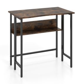 Escritorio plegable estilo industrial con estante inferior metálico marrón 80 x 47 x 76 cm