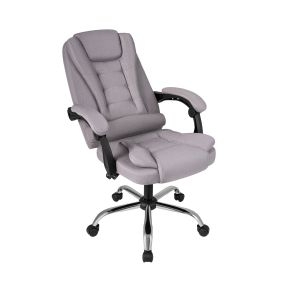 Silla de oficina ergonómica de tela ajustable en altura reclinable con reposapiés gris