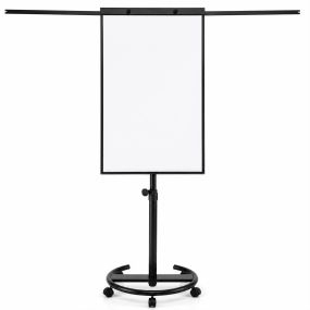 Pizarra Móvil con Altura Ajustable Ruedas con Freno y Paneles Laterales Extensibles para Oficina y Formación 65 x 58 x 149-196 cm Negro