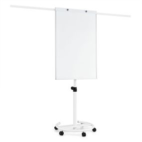 Pizarra Móvil con Altura Ajustable Ruedas con Freno y Paneles Laterales Desplegables para Reuniones y Clases 65 x 58 x 149-196 cm Blanco