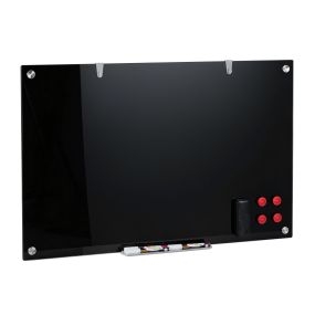 Pizarra Magnética de Vidrio Templado Superficie Lisa Resistente con Accesorios Completos para Oficina y el Hogar 90 x 60 cm Negro