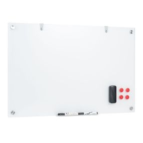 Pizarra Magnética de Vidrio Extra Blanco Alta Transparencia Sin Marcas Residuales con Kit Completo para Oficina y el Hogar 90 x 60 cm Blanco