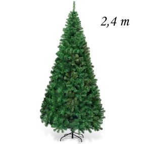 2,4 m Árbol de Navidad Artificial Abeto con Base Metálica Material PVC Decoración Navideña para Hogar Oficina Tienda Verde