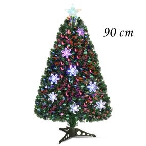 90cm PVC Árbol de Navidad Artificial con Base Iluminado con Fibra de Vidrio Cambia Color para Navidad Hogar Fiesta Decoración