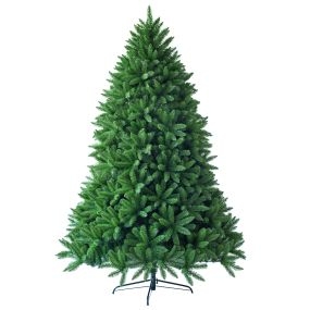 2,25m Árbol de Navidad No Iluminado con 1968 Ramas Abeto Artificial con Base de Metal Resistente Verde