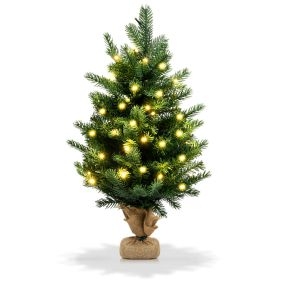 60 cm Árbol de Navidad Artificial con 35 Luces LED y Temporizador 234 Ramas Base Estable Decoraciones