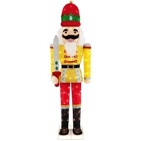 Soldado cascanueces de Navidad iluminado con base de metal y luces LED 31 x 50 x 166 cm