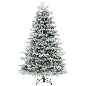 Árbol de Navidad artificial preiluminado 215 cm con 450 luces LED blancas cálidas y 1328 puntas mixtas verde y blanco