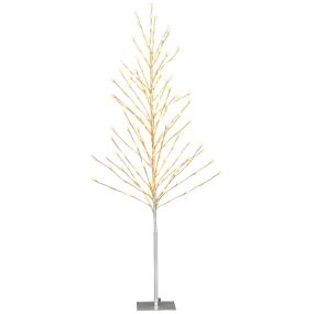 Árbol artificial de Navidad 155 cm con 168 luces LED blancas cálidas y estacas de metal